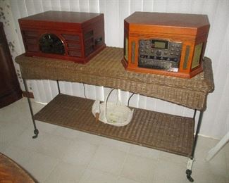 Rattan Sofa/Foyer Table and Stereo's