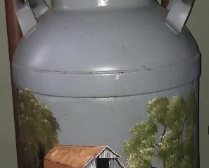 Hand painted vintage milk can