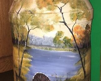 Hand painted vintage milk can