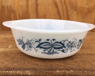 Vintage Glasbake Blue Onion baker