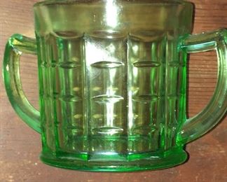 Hazel Atlas green depression glass sugar bowl