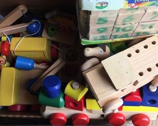 Various vintage wooden toys