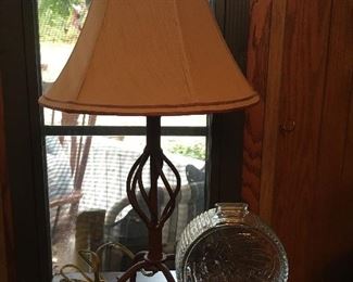 Table lamp; vintage Indian head bank