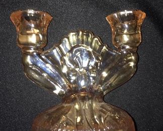 Carnival glass candelabra (pair)