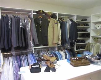 loads of high end men's clothing, WWII uniforms