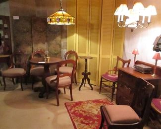 Early screen, rugs lamps ,tables, chairs