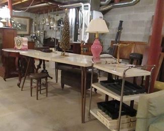 possibly Rudolf Wolff  table, 50's utility cart