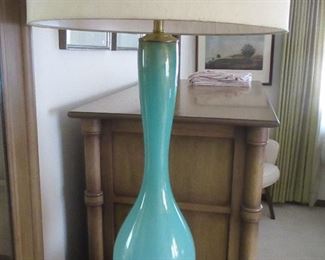 Outstanding MCM aqua  cased glass lamp with bullicante.