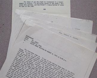 Part of Special Bid: 1974 Nixon resignation eve and day 1st hand accounts from Rep. Glenn Davis and Hon. Robert H. Michel