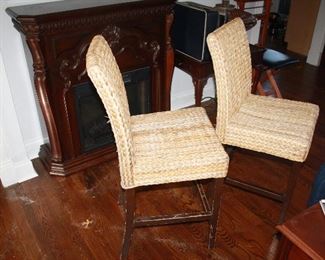 Pair of wicker barstools