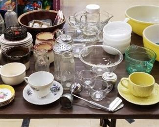 A Few Pyrex pieces, Milk Glass Sets, Vintage Glass Bottles