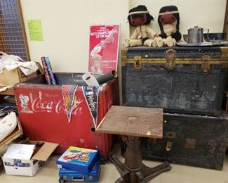 Vintage Trunks and Coke Cooler