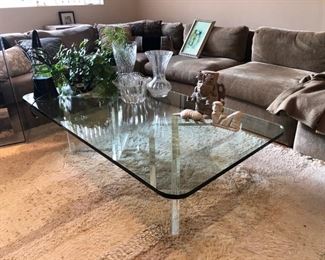 Lucite & glass coffee table 