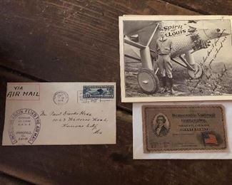 Democratic National Convention Kansas City 1900 ticket , Lindbergh 1st day cover Stamp. And photo