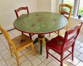 Gorgeous hand painted table with 4 chairs
