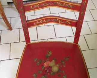 1 of 4 hand painted chairs with round table