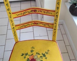 One of 4 Hand Painted Chairs with Round Table