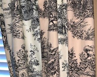 Matching black Waverly wall drapes and queen comforter and pillows