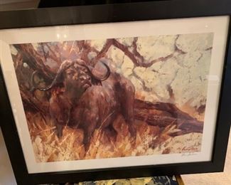 Vic Guthrs Renown African Wildlife artist and writer "Waterbuffalo" Doubled signed Prints