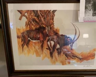 Vic Guthrs Renown African Wildlife artist and writer "Impalas" Doubled signed Prints