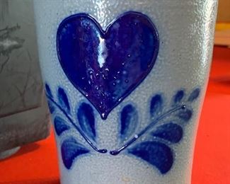 Heart Stoneware Planter Signed	 	
