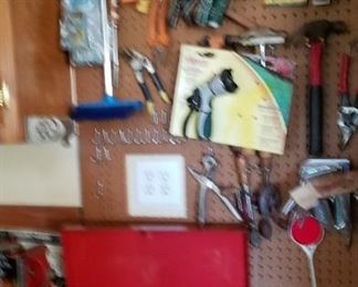 Tool cabinet with hand tools