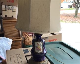 Brass based hand painted lamp