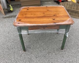 Vintage smaller sized pine kitchen table with drawer 