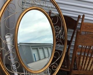 Ornate Beveled Oval Mirror