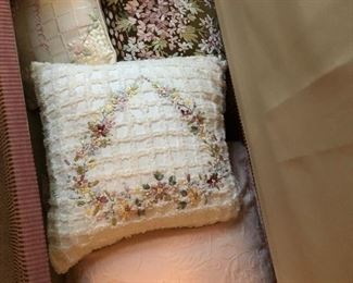 Ribbon embroidered pillows