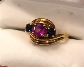 18K ruby & sapphire ring