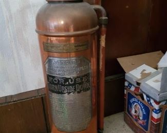 Cool Old Copper Fire Extinguisher. Bring it home to get your Daughters new Boyfriend to go AWAAAAAYYY!