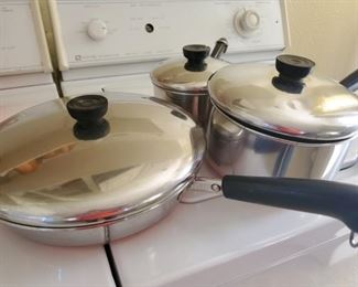 Lots of Farberware.  Excellent Condition with Copper Bottoms.