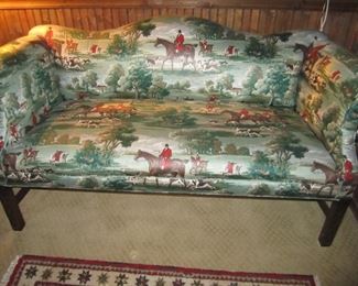 BENCH WITH EQUESTRIAN UPHOLSTERY