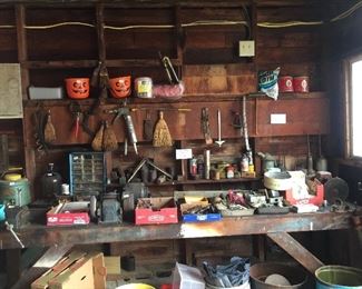 Lots of tools, large and small pieces of metal.