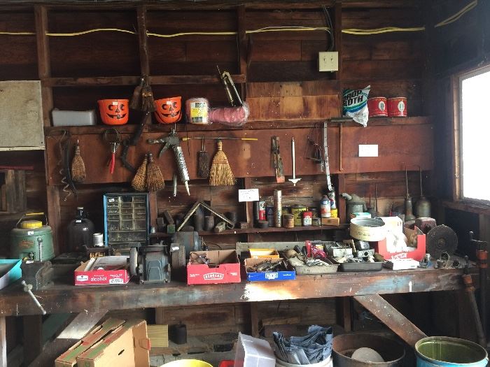 Lots of tools, large and small pieces of metal. 