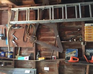 Extension ladders, step ladder, more tools