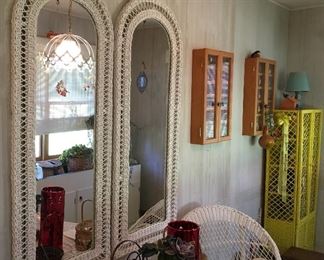 VINTAGE WICKER MIRRORS.