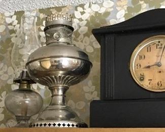 NICE CLOCK & OIL LAMPS
