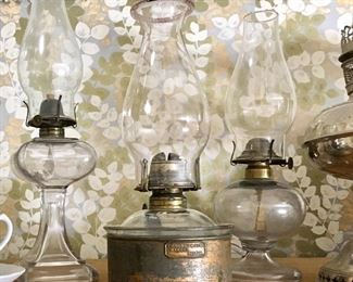 ANTIQUE OIL LAMPS, SOME RAILROAD