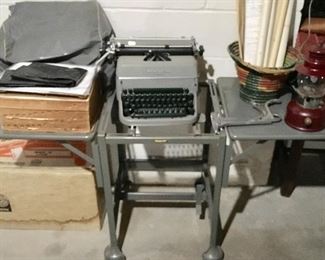 SCARCE INDUSTRIAL TYPEWRITER FOLD UP METAL TABLE/STAND.