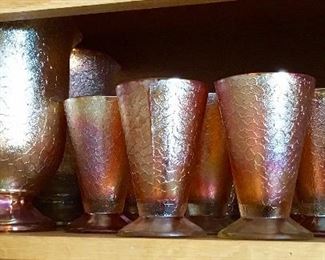 VINTAGE AMBER PITCHER & TUMBLER  SET.