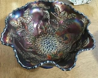 FENTON STAG & BERRY BOWL