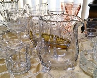 QUALITY VINTAGE GLASS HEISEY PITCHER. 