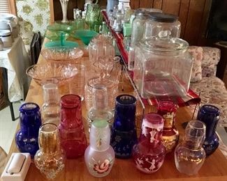 BEAUTIFUL TUMBLE UP GLASS DECANTERS.