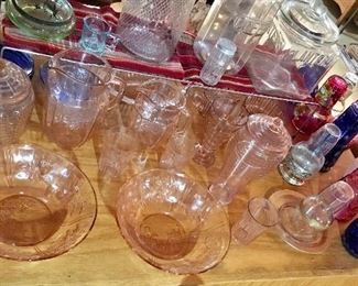 PINK DEPRESSION GLASS & JADEITE PIECES