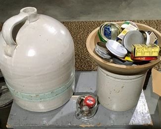 Vintage antique 4 gallon crock jug