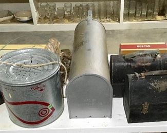 Old-school metal lunch boxes & Minnow bucket