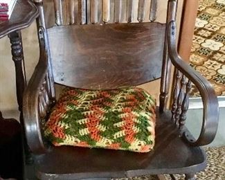 Antique tiger oak rocking chair