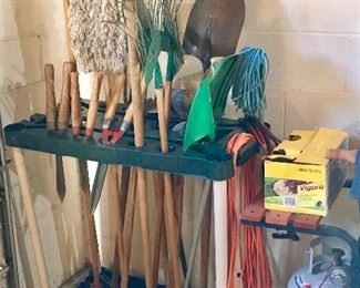 Tool caddy with lawn tools